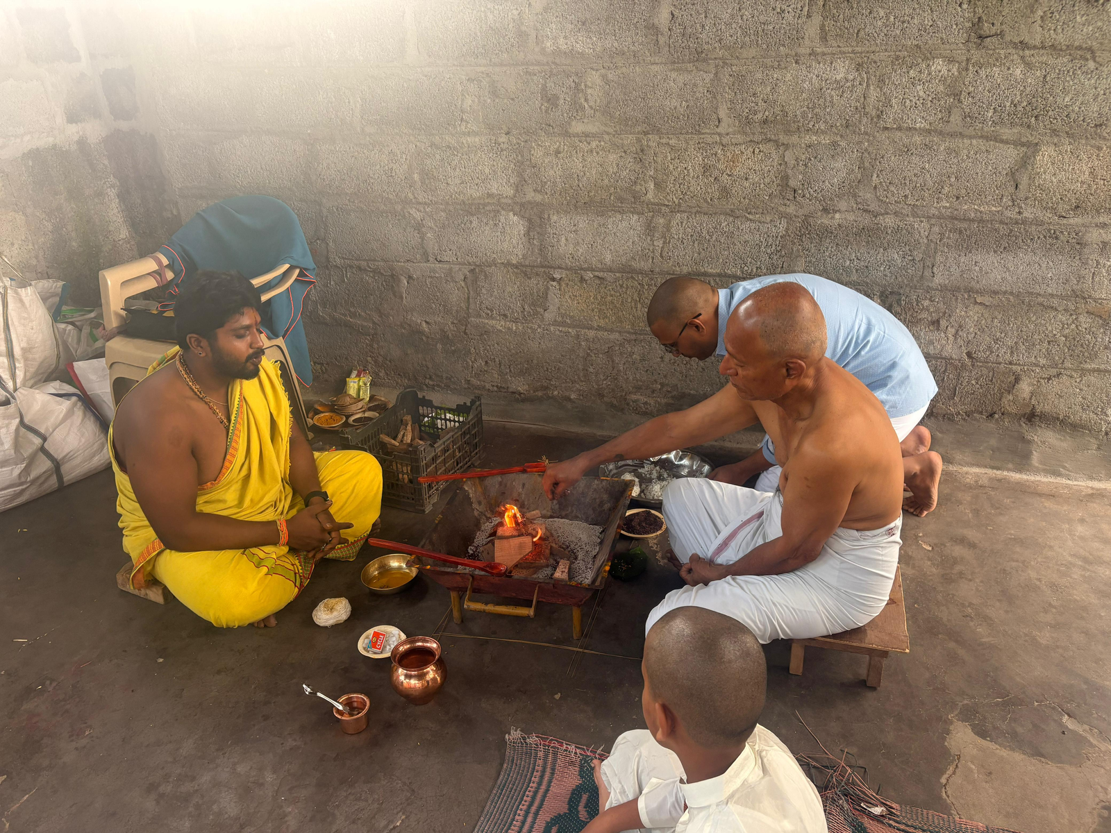 Sacred Homa ritual with devotees
